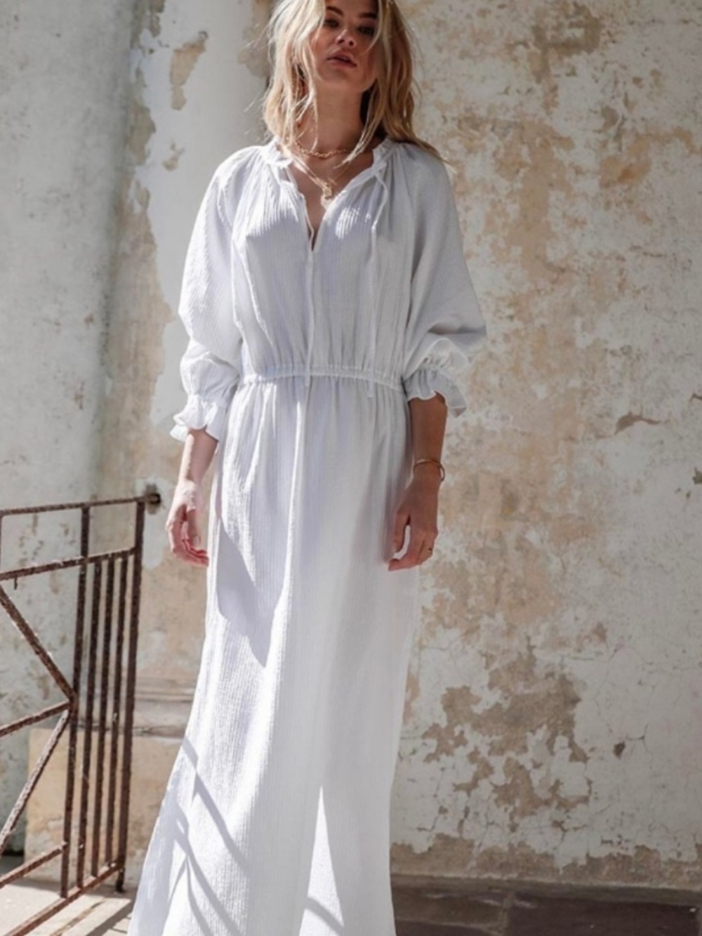 Maurie + Eve White Textured Gauze Dress